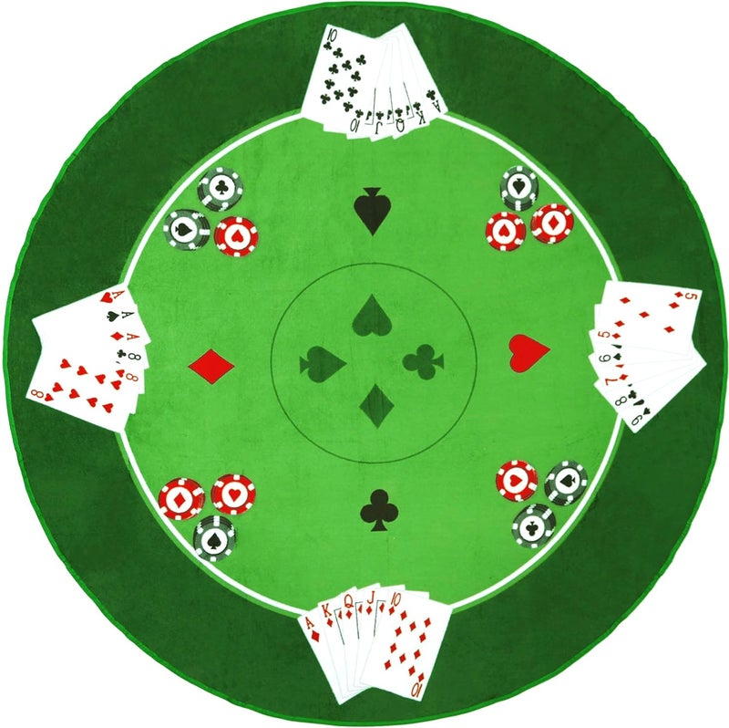 Beachland 63-Inch Round Velour Table Cloth - 100% Cotton, Game Cards Design - Soft, Durable, Machine Washable - Perfect for Game Night (Cards Table Towel, 63" Round) - Image 2