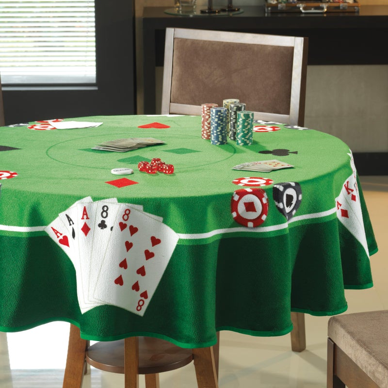 Beachland 63-Inch Round Velour Table Cloth - 100% Cotton, Game Cards Design - Soft, Durable, Machine Washable - Perfect for Game Night (Cards Table Towel, 63" Round) - Image 5