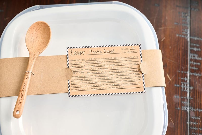 Mud Pie dish 6 x 7 14  spoon 8 Ceramic Lidded Pasta Salad White - Image 4