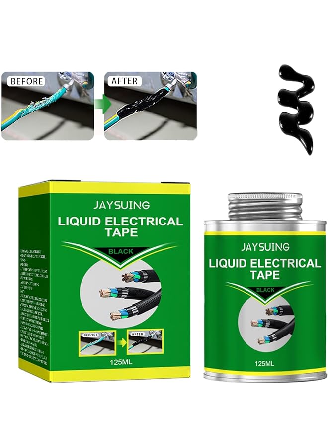 promass Liquid Electrical Tape, Waterproof Insulating Electrical Tape Glue, Quick-Drying and High Temperature Resistant Liquid Tape for Electrical Repairs (Black, 4.2 OZ/125ML) - Image 1