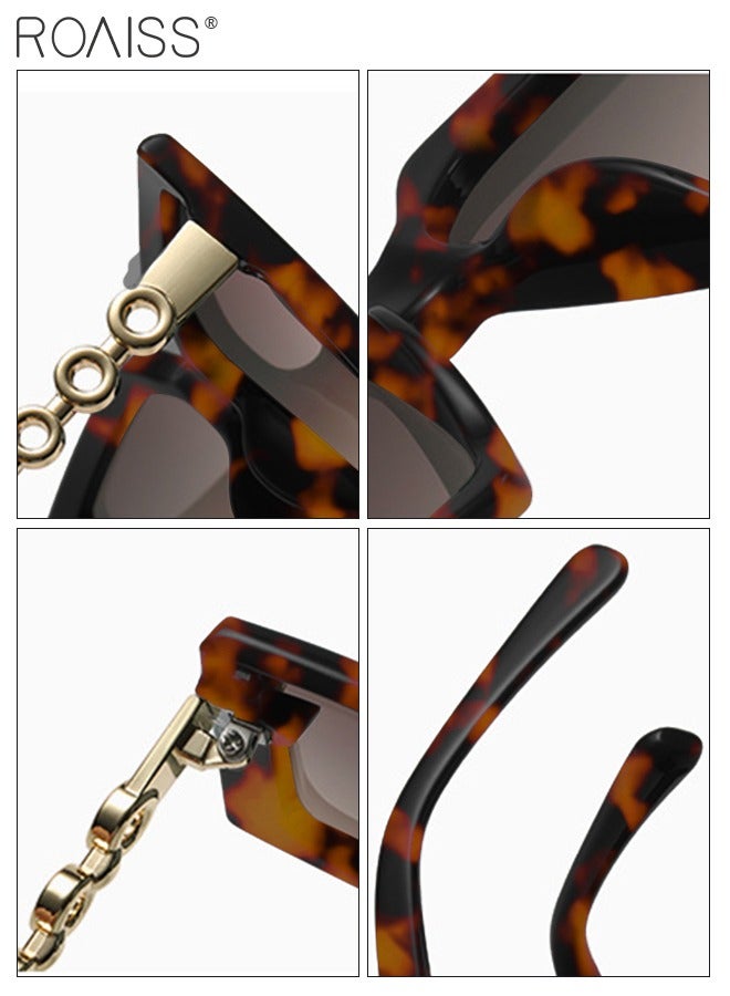 رويس قطعتان من نظارة شمسية مربعة للنساء، نظارة الشمس الواقية من الأشعة فوق البنفسجية 400 مع معابد أنيقة، ظلال شمسية عصرية كبيرة الحجم مضادة للوهج مع حافظة النظارة، 60 مم، بيج ولون صدفة السلحفاة - Image 5