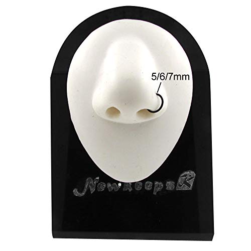 NewkeepsR 3PCS-1.0mm Black Anodised Hinged Clicker Nose Hoop Rings, 18 Gauge 316L Steel Seamless Segment Sleeper Earrings Piercing-5/6/7mm - Image 3