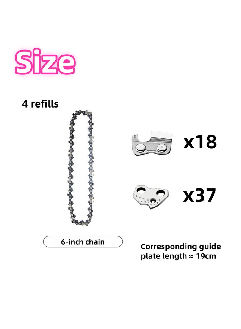NOVOLAN Mini Chainsaw Chains Replacement 4-Pack, 6-Inch Small Single-Handed Pruning & Forestry Saw Chain, 37 Link Chains for Compatible with Most Mini Electric Chainsaws for Landscaping & Garden Care - Image 4