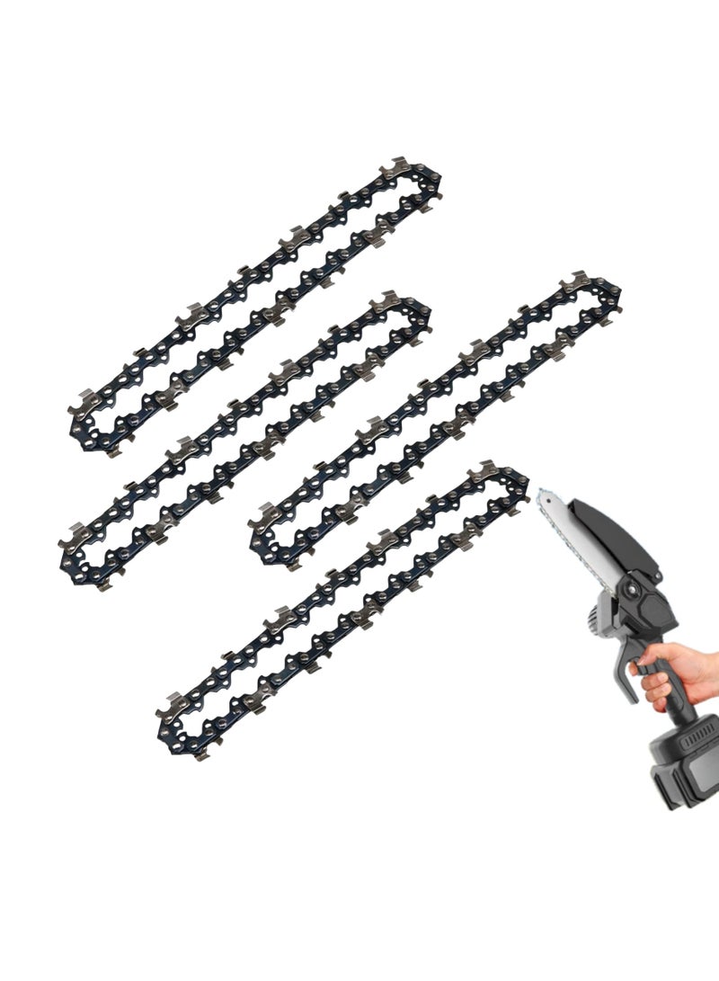 NOVOLAN Mini Chainsaw Chains Replacement 4-Pack, 6-Inch Small Single-Handed Pruning & Forestry Saw Chain, 37 Link Chains for Compatible with Most Mini Electric Chainsaws for Landscaping & Garden Care - Image 1