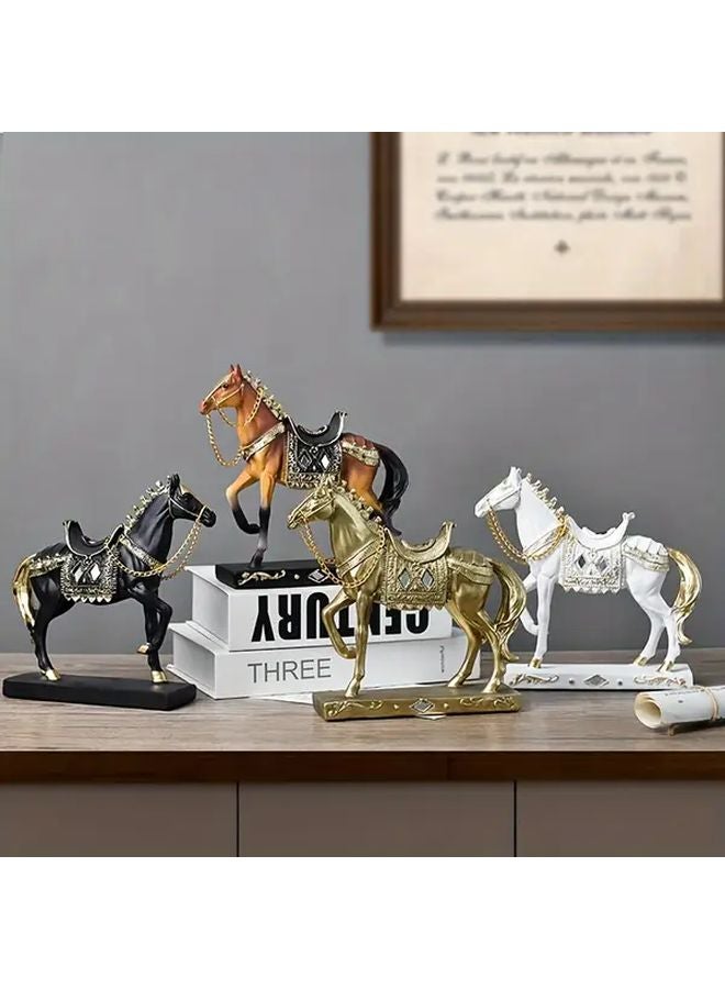 Modern Light Luxury ABS Resin Horse Figurine M24027 Detailed Saddle Tack Decor Gift - Image 5