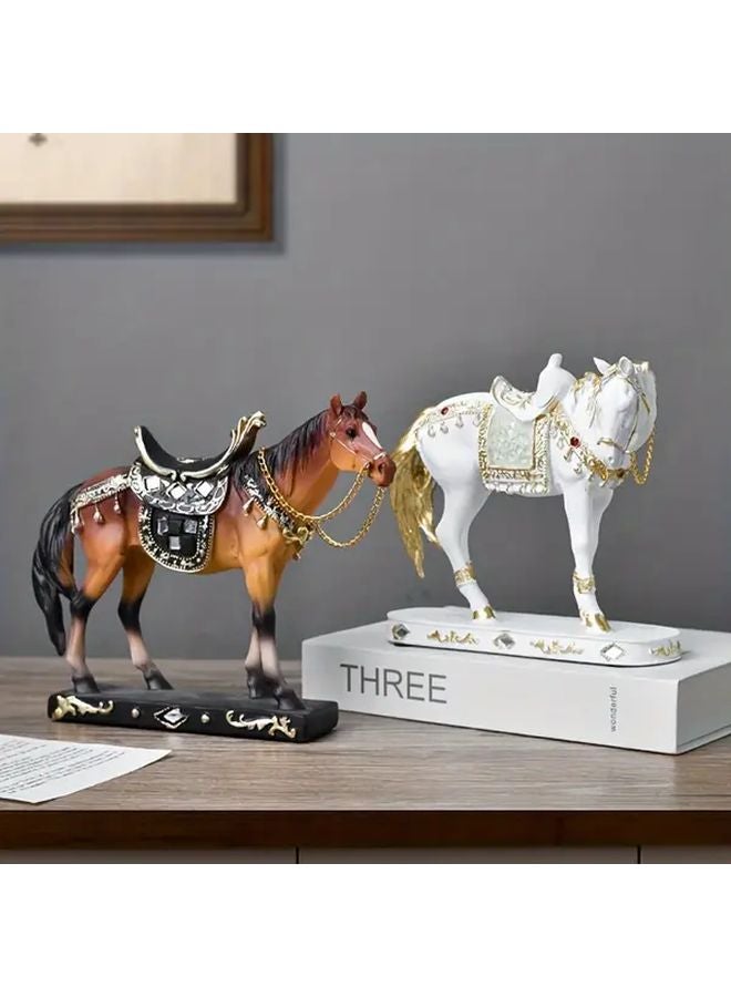 Modern Light Luxury ABS Resin Horse Figurine M24027 Detailed Saddle Tack Decor Gift - Image 2