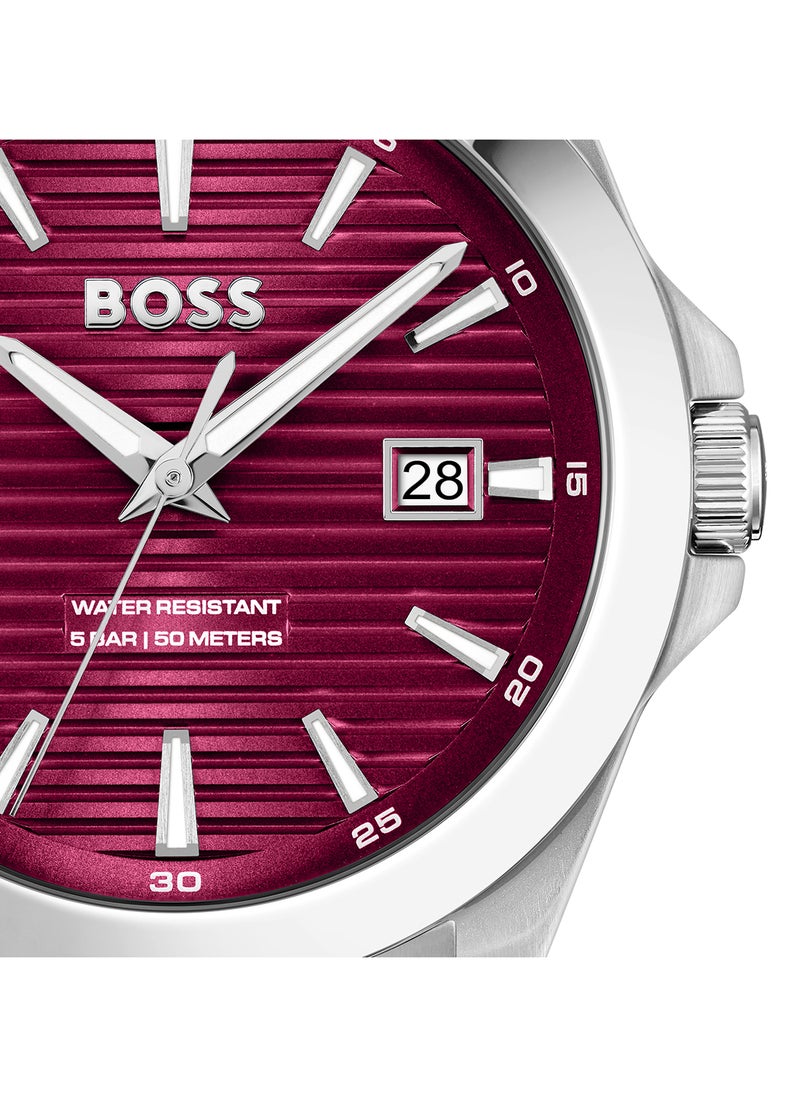 HUGO BOSS HUGO BOSS ROUND ANALOG MEN'S RED CASE WATCH - 1514174  - Image 4