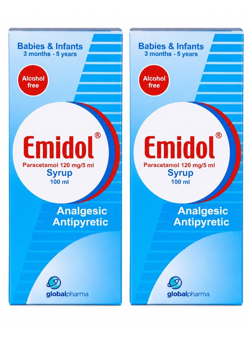 globalpharma Pack Of 2 Emidol Paracetamol 120 mg/5 ml – 100 ml Suspension - Image 3