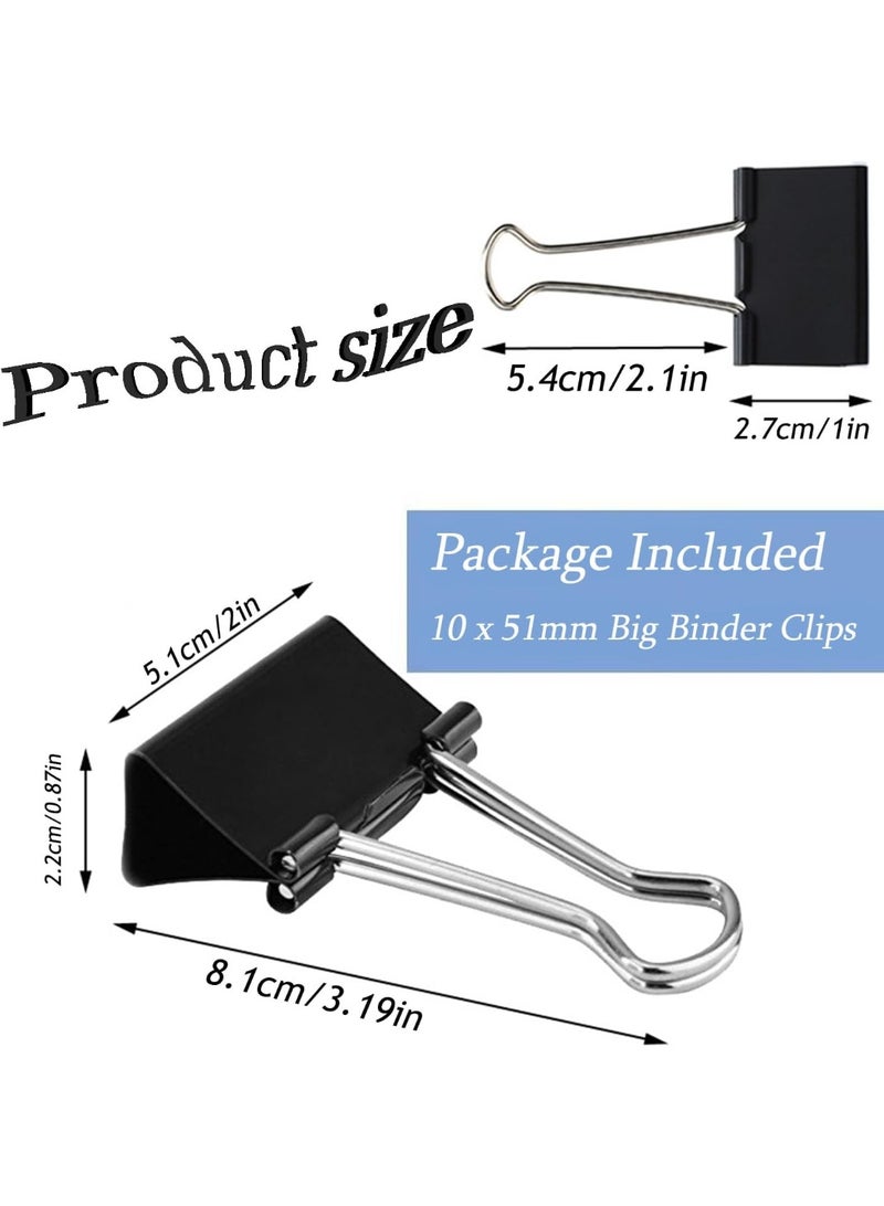 طقم 10 مشابك بولدوغ 51 ملم – مشابك ورق قوية قابلة للطي – مثالية للمكتب والمدرسة والمنزل - Image 3