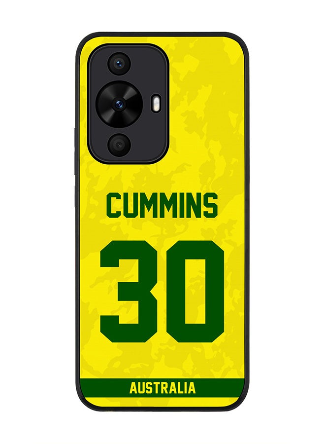 Stylizedd حافظة حواف سوداء متينة لهاتف هواوي نوفا 12s / هواوي نوفا 11 / هواوي نوفا 12 لايت 4G، غلاف ناعم رفيع - فريق أستراليا بات كمنز، رقم القميص 30 - Image 1