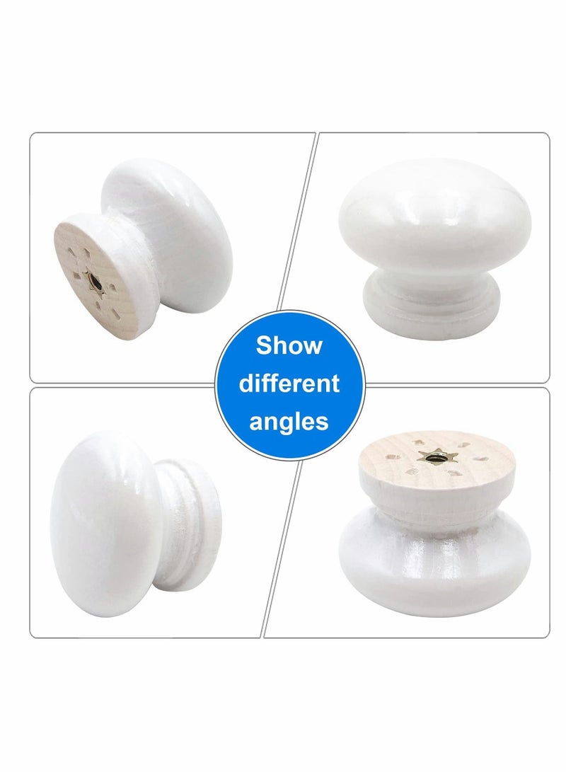Y&D Round Wood Cabinet Knobs, Mushroom Shape White Wooden Pulls, Drawer Dresser Cupboard Wardrobe (12pcs, Diameter: 1.34 Inch, Height: 1 Inch) - Image 3