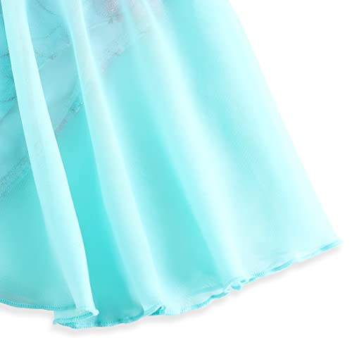 EQSJIU Long Sleeve Dance Leotard for Girls Sparkly Snowflake Ballet Dress Toddler Tutu Skirted Leotard Outfits for Girls, 3-4T, Aquaunicorn - Image 5