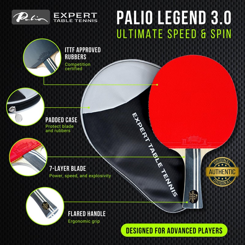Expert Table Tennis Palio Legend 3.0 Table Tennis Racket & Case | ITTF-Approved Advanced Ping Pong Paddle | Maximum Power, Speed & Spin - Image 2