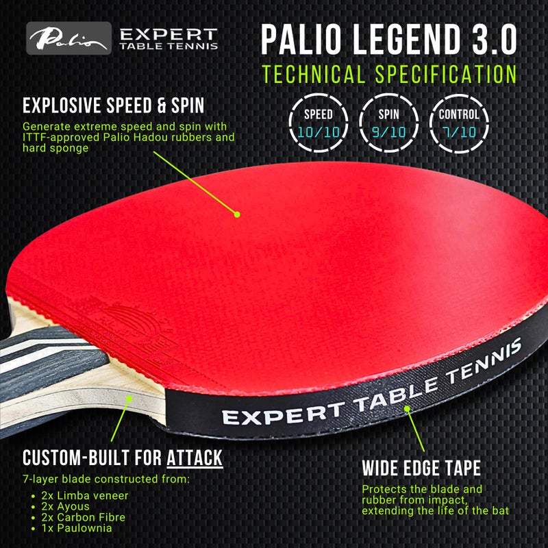 Expert Table Tennis Palio Legend 3.0 Table Tennis Racket & Case | ITTF-Approved Advanced Ping Pong Paddle | Maximum Power, Speed & Spin - Image 3