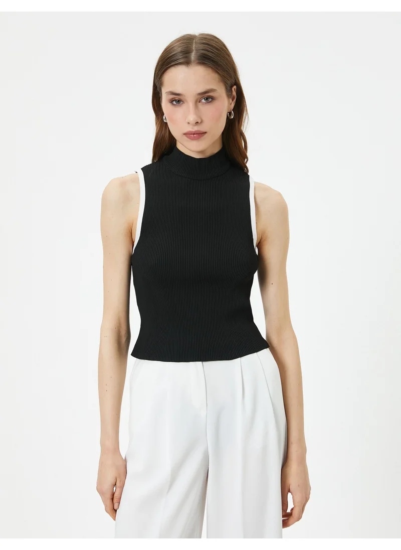 KOTON Cotton Ribbed Undershirt Sleeveless Stand Collar