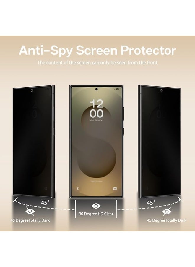 Fingerprint Support Screen Protector for Samsung Galaxy S25 Ultra 5G, 5D Ultra-Thin Privacy Tempered Glass 9H Hardness Anti-Spy Screen Protector for Samsung Galaxy S25 Ultra 5G - Image 2