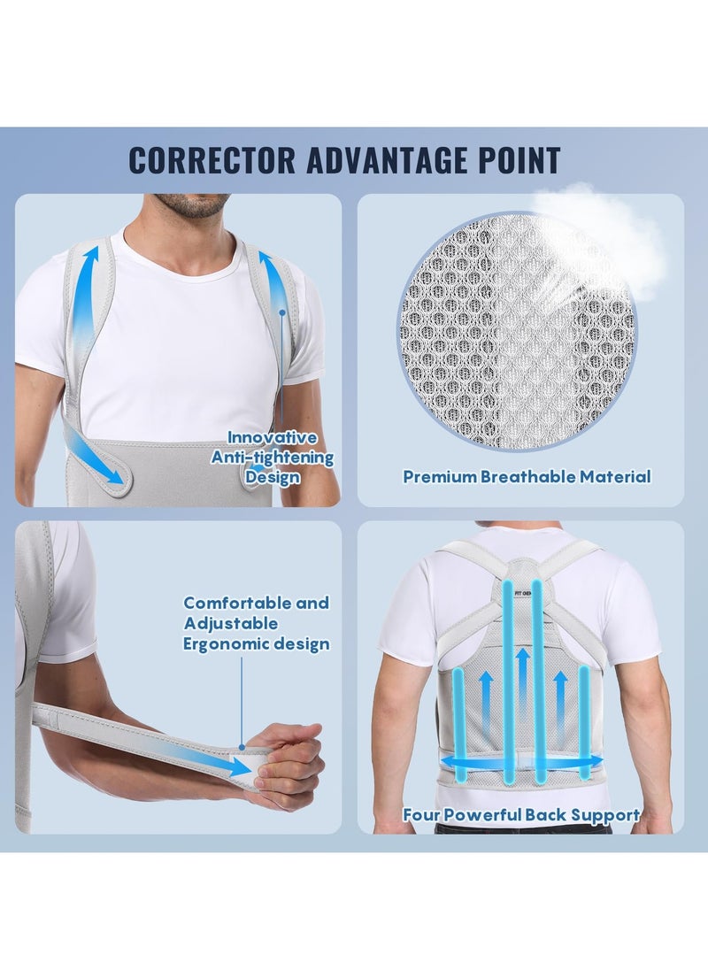 Arabest Back Brace and Posture Corrector for Women and Men, Back Straightener Posture Corrector, Scoliosis and Hunchback Correction, Back Pain, Spine Corrector, Adjustable Posture Trainer, Size M,Grey  - Image 4