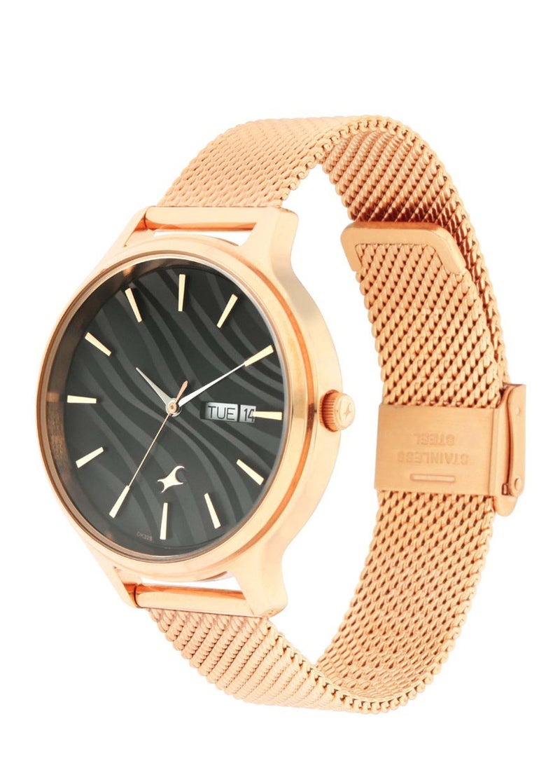 fastrack Fastrack Ruffles Quartz Analog with Day and Date Black Dial Stainless Steel Strap Watch for Girls  - Image 1