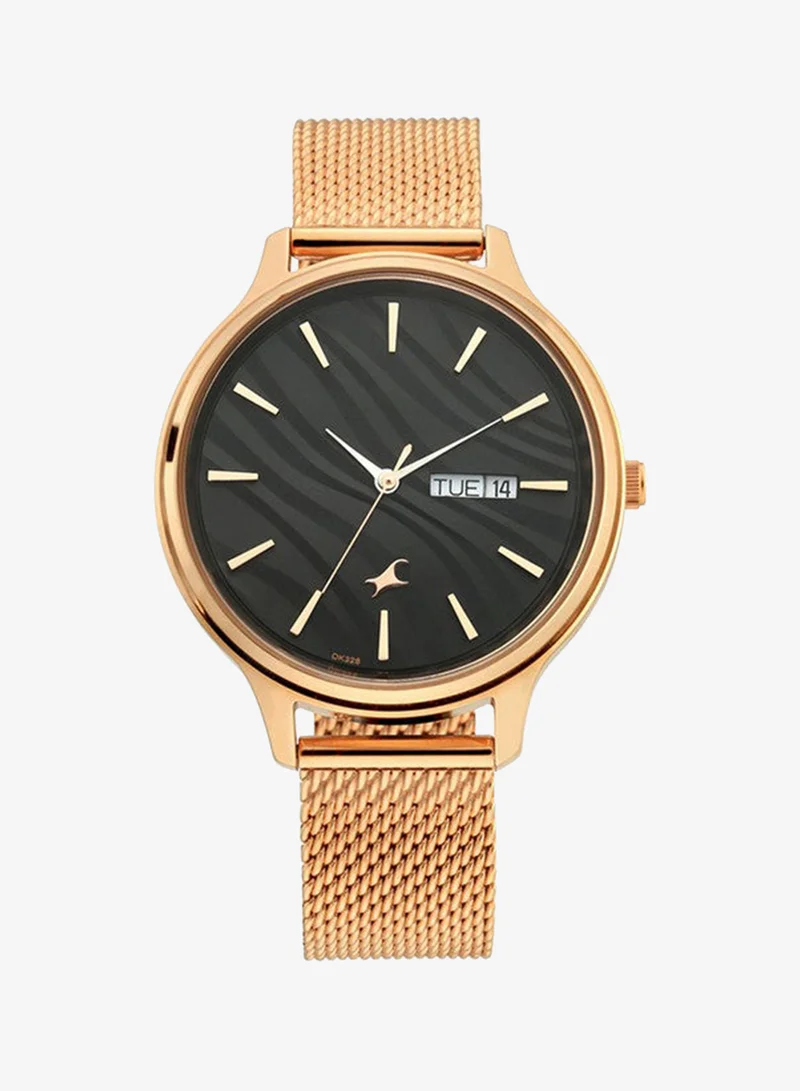 fastrack Fastrack Ruffles Quartz Analog with Day and Date Black Dial Stainless Steel Strap Watch for Girls