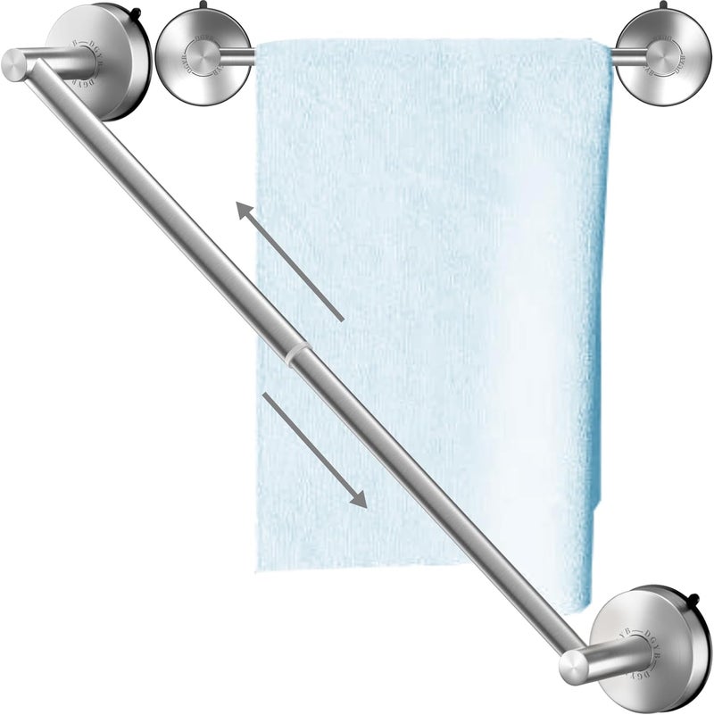 DGYB Adjustable Suction Cup Towel Bar for Bathroom 14 Inch ~ 27 Inch Brushed Nickel Towel Rack Stainless Steel Bath Towel Holder for Glass Shower Door - Image 1