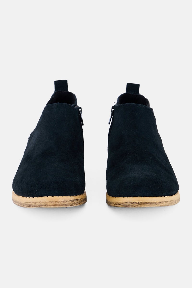 TOMS Kids Girl Leilani Suede Zipper Up Booties, Black - Image 3