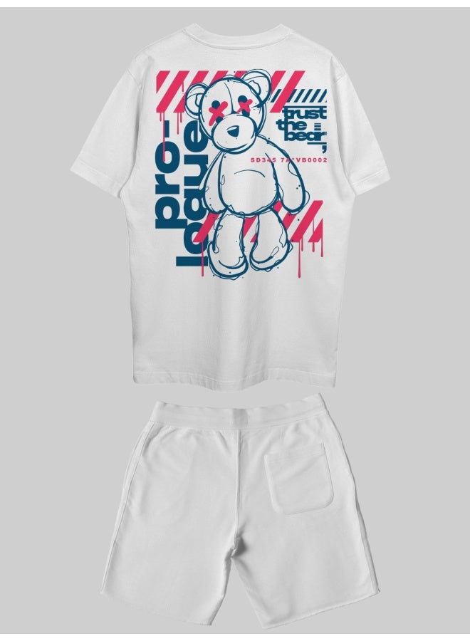 THREADCURRY THREADCURRY Trust the Teddy Printed Co-ord Set for Men - Half Sleeve Oversized T-Shirt and Shorts - Image 2