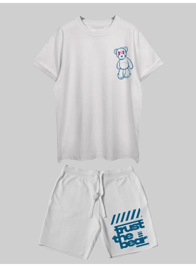 THREADCURRY THREADCURRY Trust the Teddy Printed Co-ord Set for Men - Half Sleeve Oversized T-Shirt and Shorts - Image 3