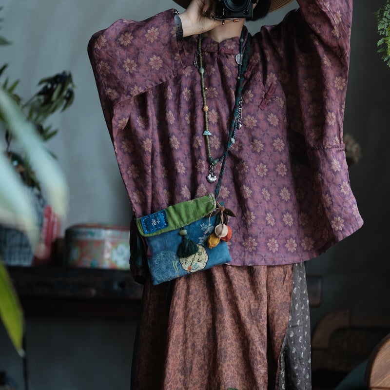 Retro Patchwork Cotton Crossbody Bag SC186 - Image 2