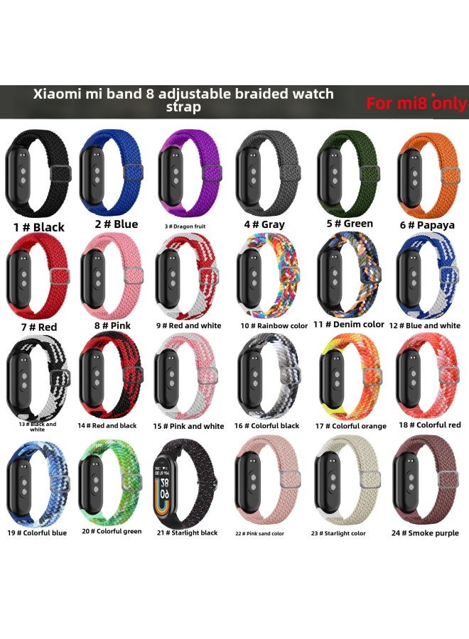 For Millet Bracelet 8/9 Strap Adjustable Woven Buckle Meter 34567 Special Replacement Wristband Bracelet 8 Watch-Colour:Blue-Specification:Mi 34567  - Image 2