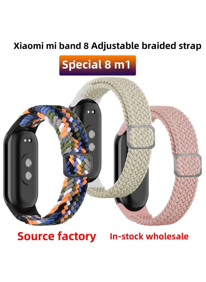 For Millet Bracelet 8/9 Strap Adjustable Woven Buckle Meter 34567 Special Replacement Wristband Bracelet 8 Watch-Colour:Blue-Specification:Mi 34567  - Image 3