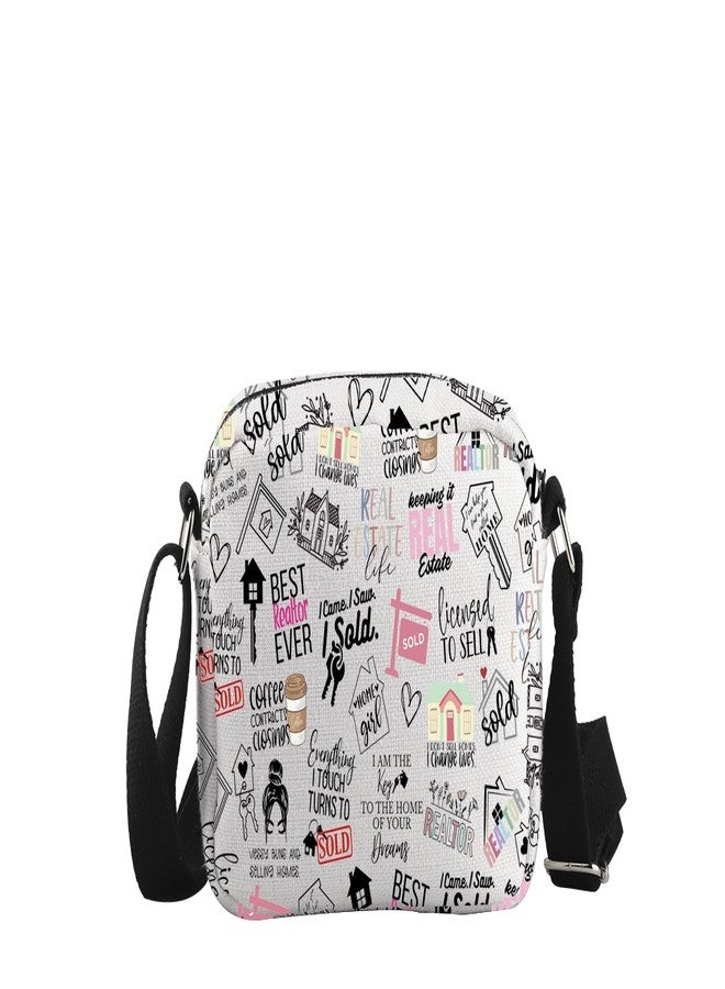 WCGXKO Novelty Realtor Gift Realtor Sayings Real Estate Life Quotes Canvas Crossbody Bag (Realtor Cro-s) - Image 1