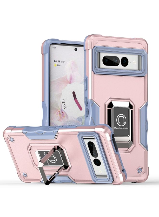 HuHa Case Cover For For Google Pixel 7 Pro 5G Ring Holder Non-slip Armor Phone Case(Rose Gold)