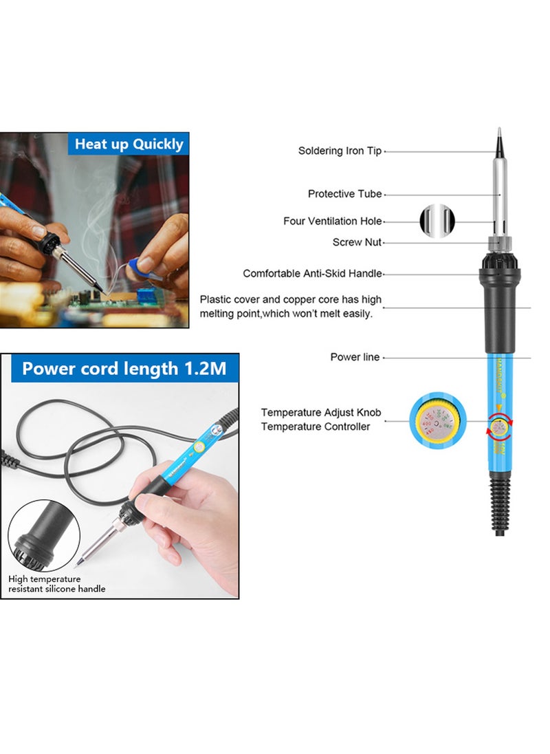 HANDSKIT - 60W Digital 200-450℃ Temperature Adjustable Soldering Iron Kit Electric Multimeter Desoldering Pump Professional Welding Tool Simple Set - Image 1