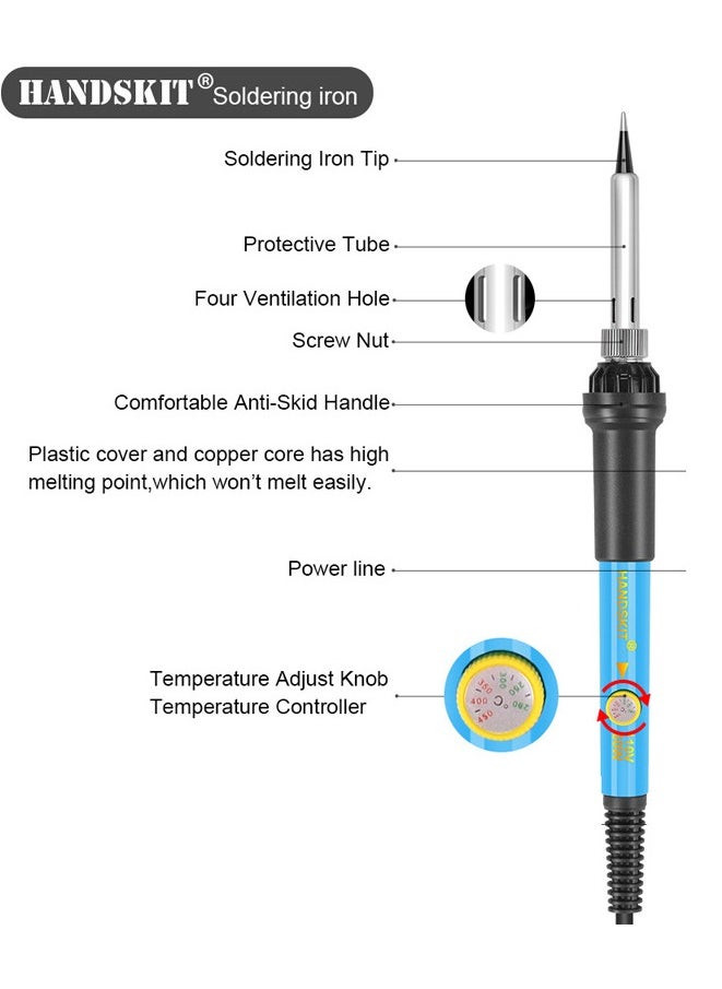 HANDSKIT - 60W Digital 200-450℃ Temperature Adjustable Soldering Iron Kit Electric Multimeter Desoldering Pump Professional Welding Tool Simple Set - Image 1