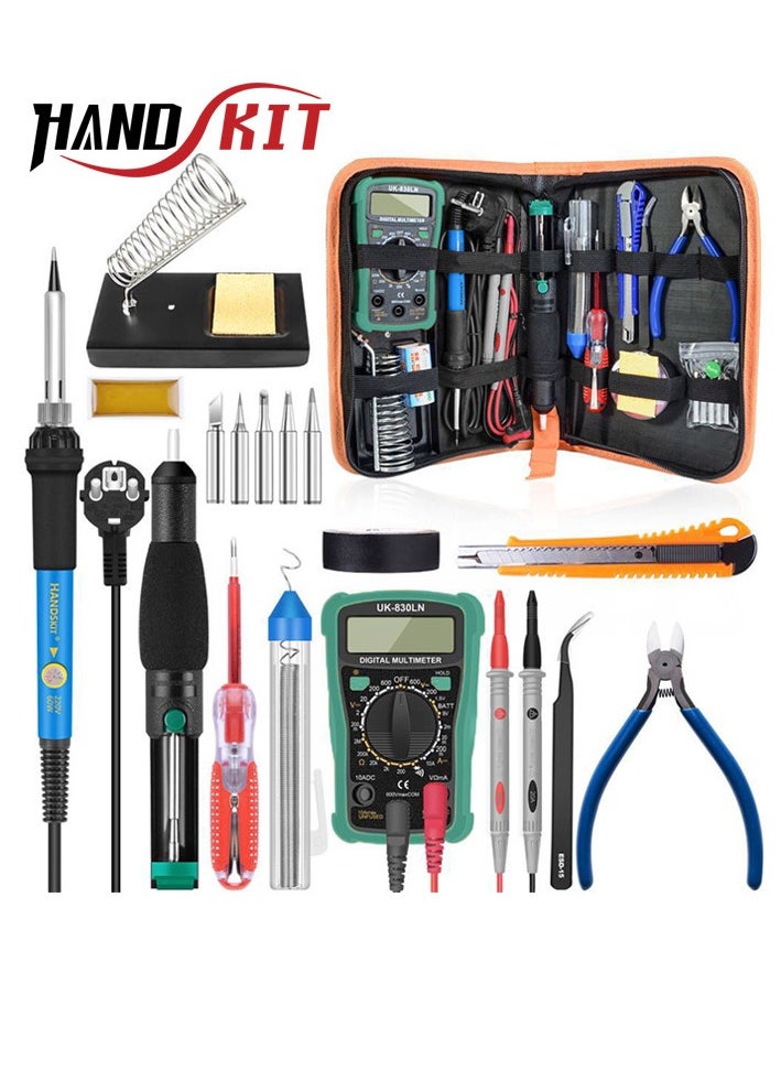 HANDSKIT - 60W Digital 200-450℃ Temperature Adjustable Soldering Iron Kit Electric Multimeter Desoldering Pump Professional Welding Tool Simple Set - Image 1