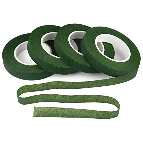 KUUQA 4 Rolls 1/2" Wide Dark Green Floral Tapes for Bouquet Stem Wrapping and Floral Crafts,Wedding Bouquet - Image 1