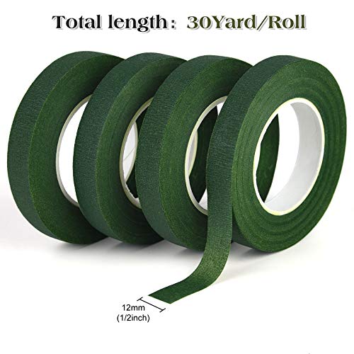 KUUQA 4 Rolls 1/2" Wide Dark Green Floral Tapes for Bouquet Stem Wrapping and Floral Crafts,Wedding Bouquet - Image 2