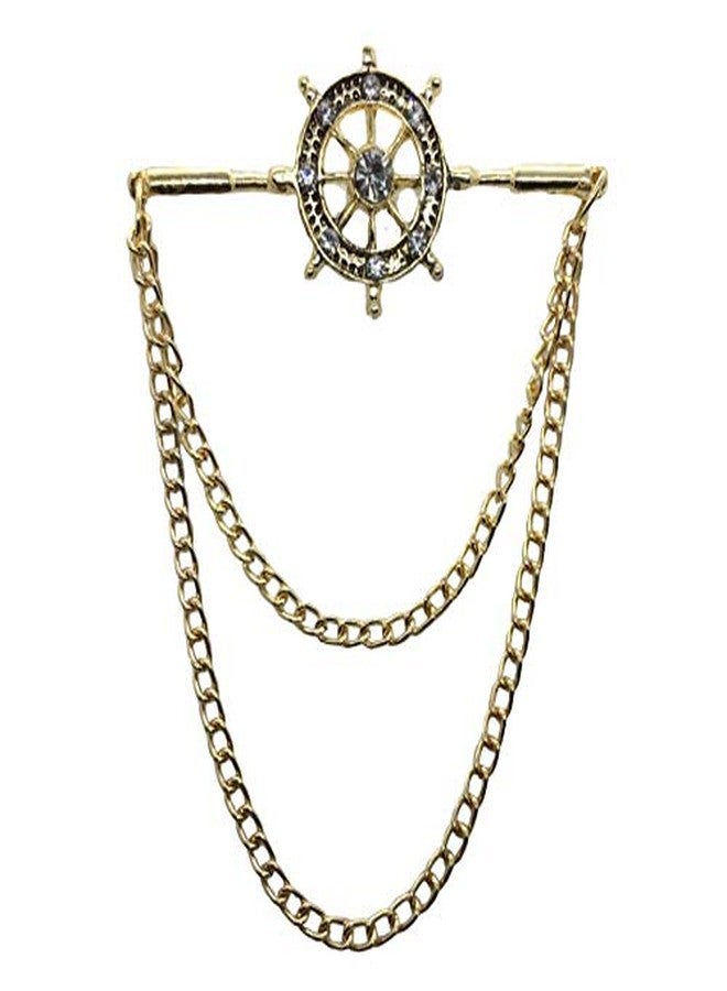 FURE Double Chain Wheel with capsules Brooch (Antic Golden) for Men - Image 1