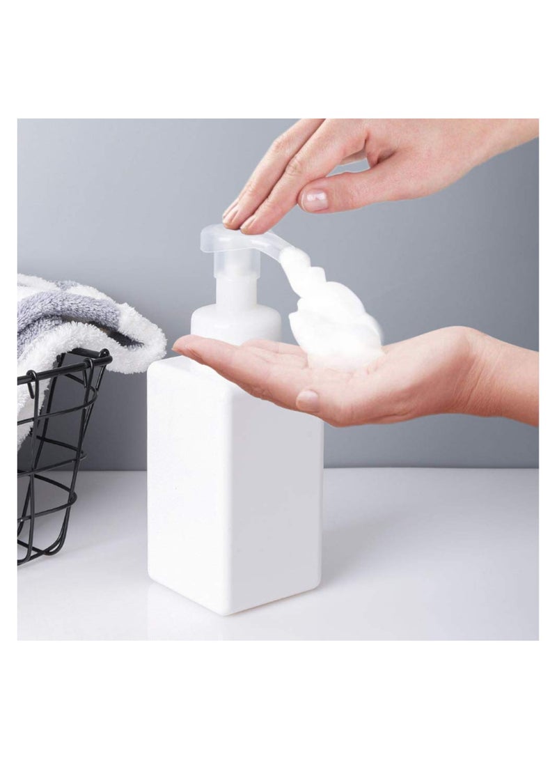 KASTWAVE موزع صابون رغوي، 450 مل (15 أونصة) زجاجة مضخة قابلة لإعادة التعبئة بلاستيكية للصابون السائل، الشامبو، غسول الجسم (2 قطعة) (أبيض) - Image 3