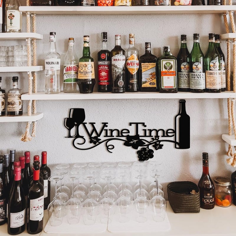 Xort Metal Wine Sign  Bar Metal Sign  Metal Kitchen Wall Decor  Vino Lover Metal Wall Art Decorative Home Restaurant Bar. (Black - 16 X 8 Inch) - Image 2