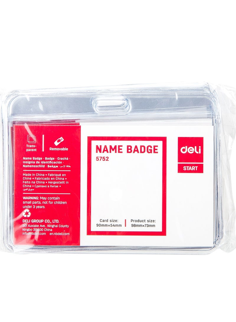 Deli 10-Piece Clear Name Badge Holder With Clip - Image 2