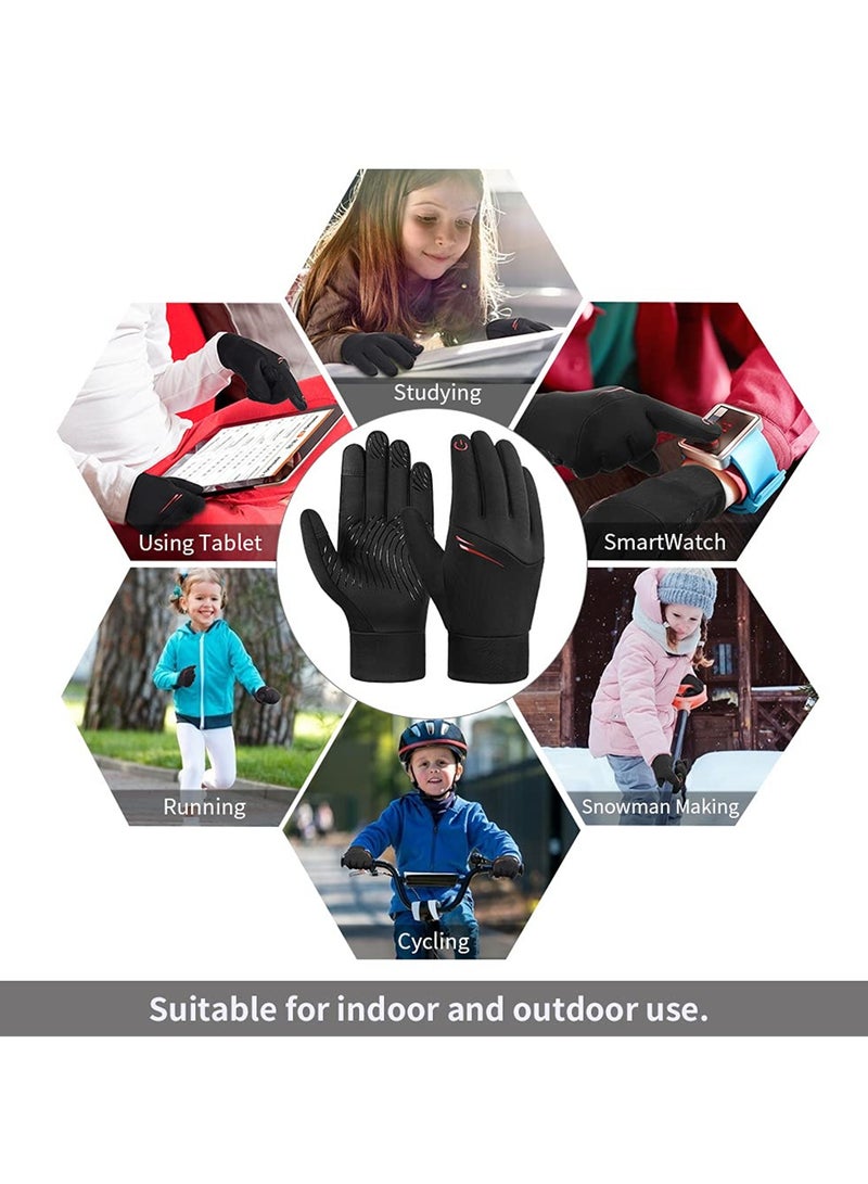 قفازات دافئة مقاومة للماء مع شاشة تعمل باللمس للأطفال، مقاومة للرياح، تصميم مضاد للانزلاق، مثالية للأعمار من 8-10 سنوات، للأولاد والبنات - Image 4