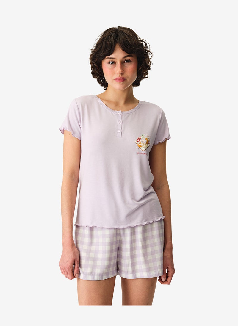 Penti Women Sweet Day Short Sleeve Lilac T-Shirt - Image 1