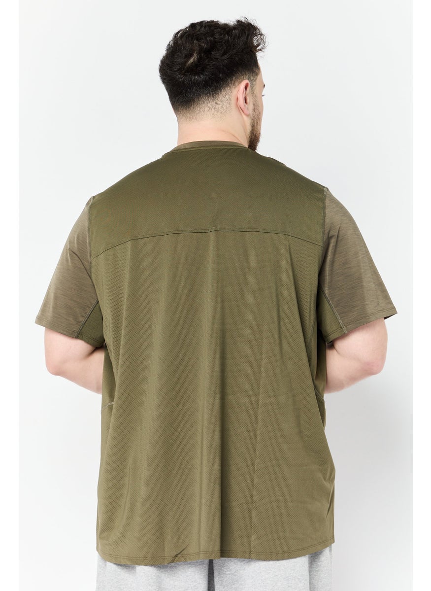 Reebok Men Sportswear Fit Short Sleeve Training T-Shirt, Olive  - Image 4