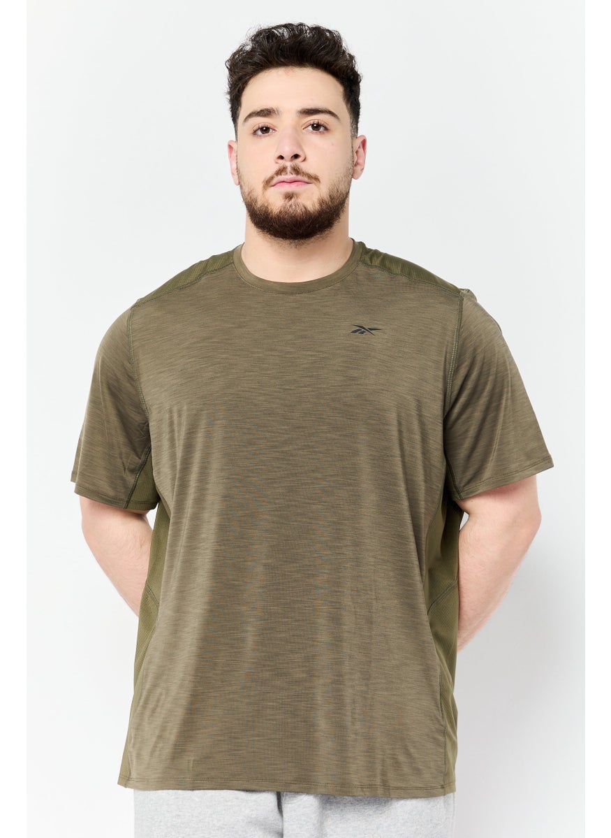 Reebok Men Sportswear Fit Short Sleeve Training T-Shirt, Olive  - Image 1