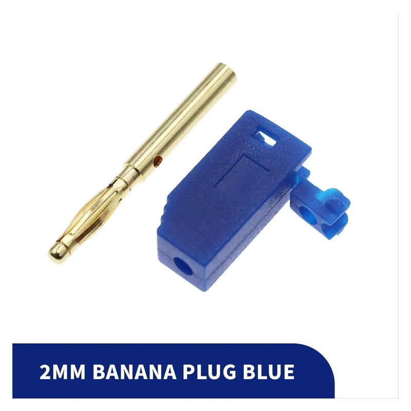 10 PCS 2MM Banana Plug Gold Plating Stackable Electrical Terminal Connector(Blue) - Image 2