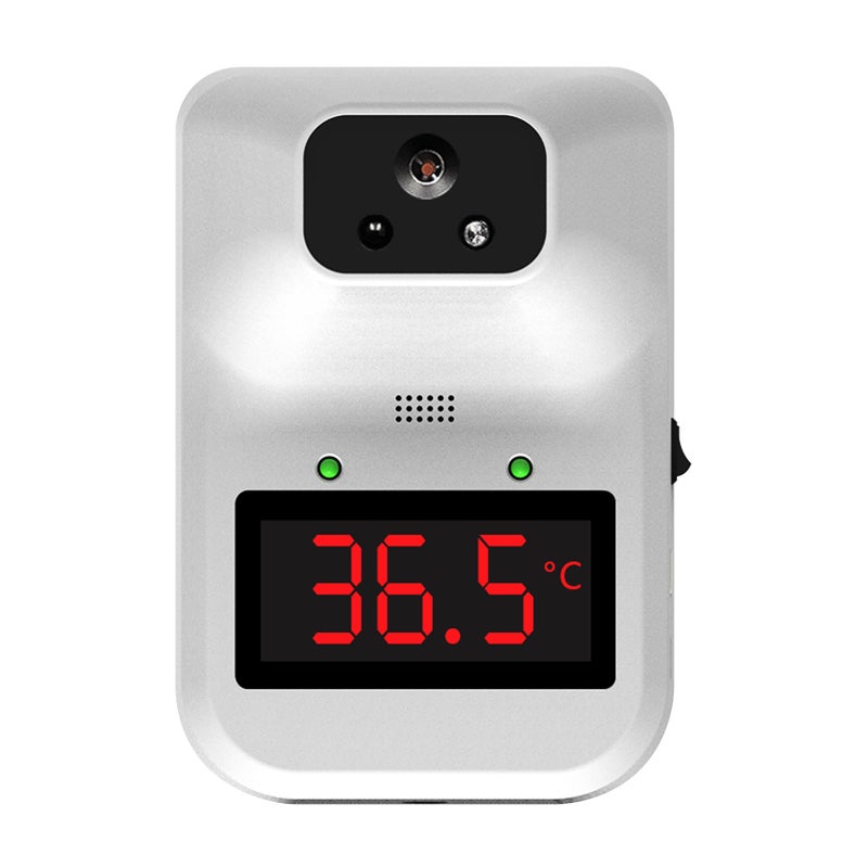 Wall-Mounted Infrared Thermometer: White, 0.5s Quick Accurate Measurement - 3-Color Visual & Audio Fever Alarm, Auto 10s Standby Power Saving for Public Spaces, Offices & Home Use - Image 1