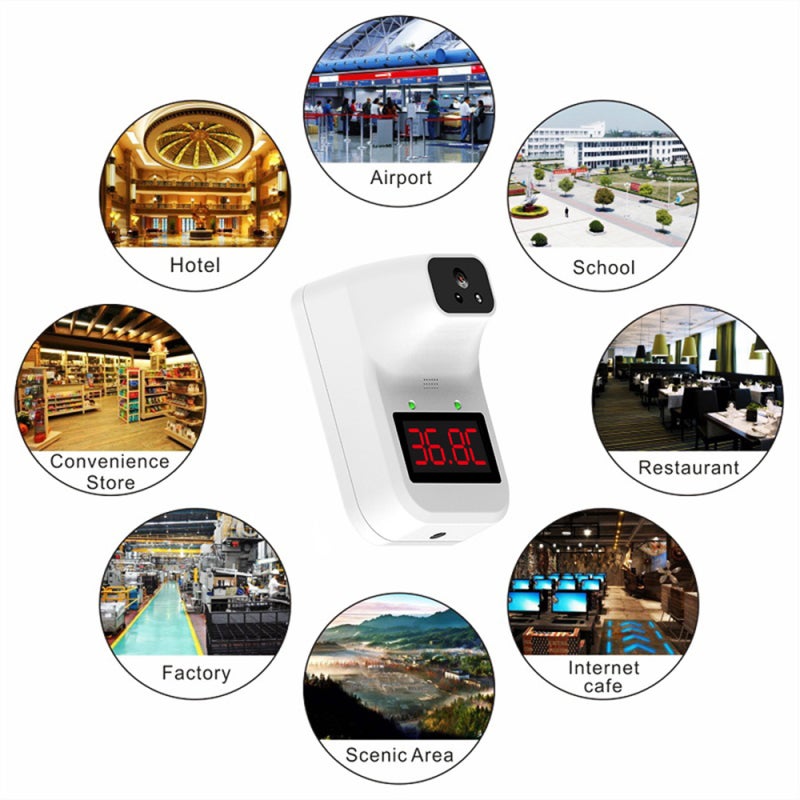 Wall-Mounted Infrared Thermometer: White, 0.5s Quick Accurate Measurement - 3-Color Visual & Audio Fever Alarm, Auto 10s Standby Power Saving for Public Spaces, Offices & Home Use - Image 4