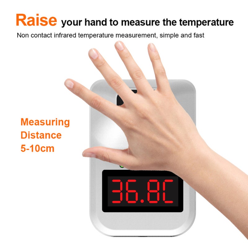 Wall-Mounted Infrared Thermometer: White, 0.5s Quick Accurate Measurement - 3-Color Visual & Audio Fever Alarm, Auto 10s Standby Power Saving for Public Spaces, Offices & Home Use - Image 2