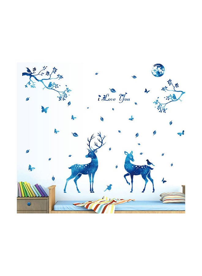 NIBEMINENT DIY Household Wall Decal Removable Stick Blue Starlight Bedroom Parlor Decorative Deer Sticker Multicolour 90x60cm